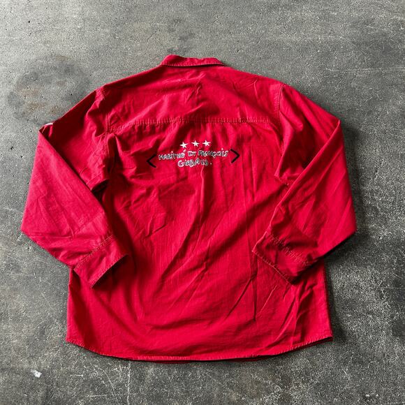Vintage Y2K Girbaud Shirt Mens 2XL XXL Red Urban Street Embroidered City Marithe - Picture 1 of 7